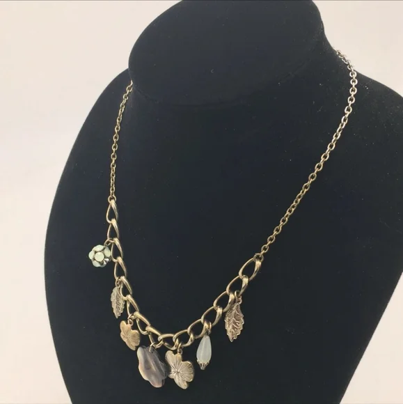 Cookie Lee Charm Necklace – Silver Tone with Leaf & Flower Charms EXC - Picture 6 of 11